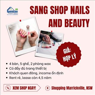 Sang shop nails and beauty rent rẻ trong shopping Marrickville